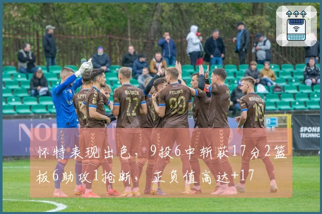 怀特表现出色，9投6中斩获17分2篮板6助攻1抢断，正负值高达+17